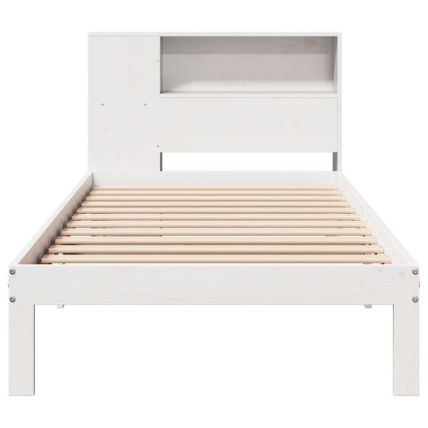 vidaXL Bookcase Bed without Mattress White 75x190 cm Small Single Solid Wood Pine