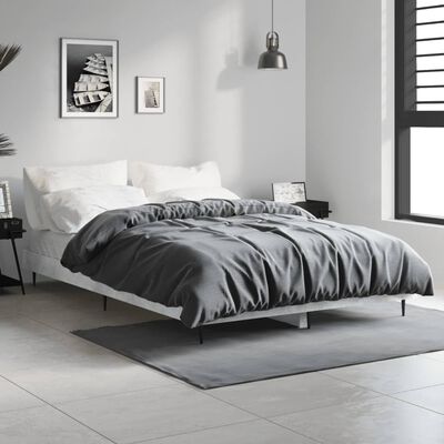 vidaXL Bed Frame Concrete Grey 120x190 cm Small Double Engineered Wood