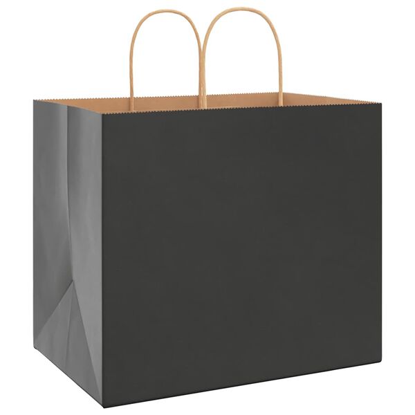 vidaXL Paper Bags 250 pcs with Handles Black 32x22x28 cm