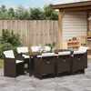 vidaXL Garden Dining Set 9 pcs Brown Poly Rattan