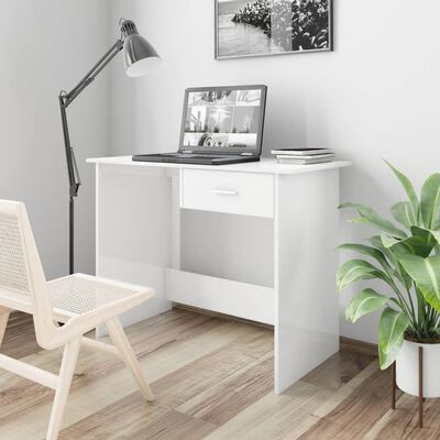 vidaXL Desk High Gloss White 100x50x76 cm Chipboard