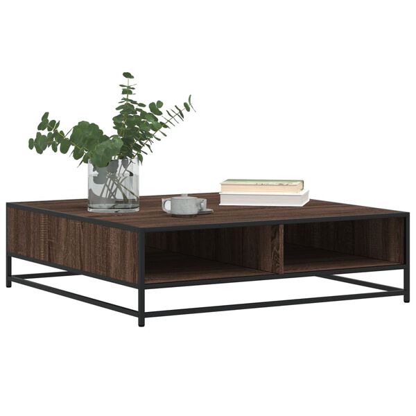 vidaXL Coffee Table Brown Oak 100x100x30 cm Engineered Wood and Metal