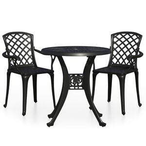 vidaXL 3 Piece Bistro Set Cast Aluminium Black