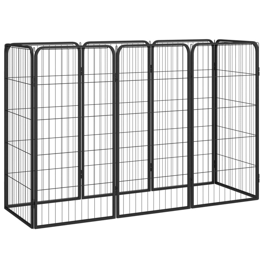 vidaXL 8 Panel Dog Playpen Black 50x100 cm Powder coated Steel