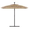 vidaXL Garden Parasol with LEDs and Steel Pole Brown 246x246x230 cm