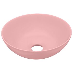 vidaXL Bathroom Sink Ceramic Matt Pink Round
