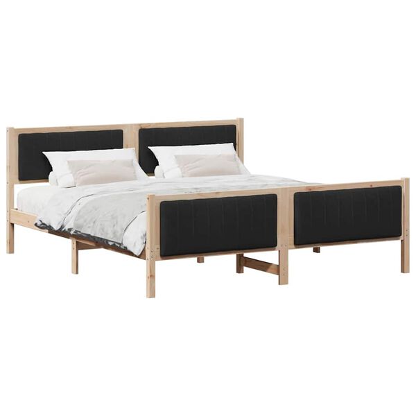 vidaXL Bed frame Brown and black 180 x 200 cm Solid pine wood