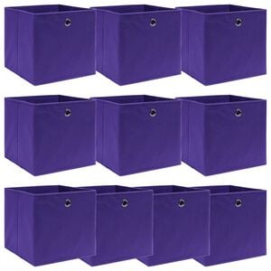 vidaXL Storage Boxes 10 pcs Purple 32x32x32 cm Fabric