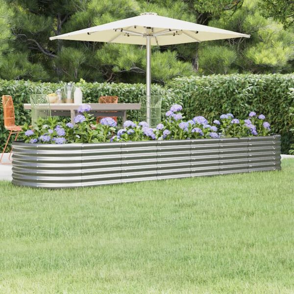 vidaXL Garden Raised Bed Galvanised Steel 296x80x36 cm Silver
