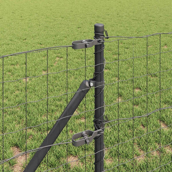 vidaXL Fence with Post Grey 0.8 x 25 m Steel