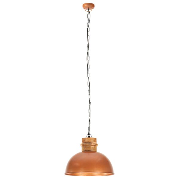 vidaXL Industrial Hanging Lamp Copper Round 42 cm E27 Solid Mango Wood