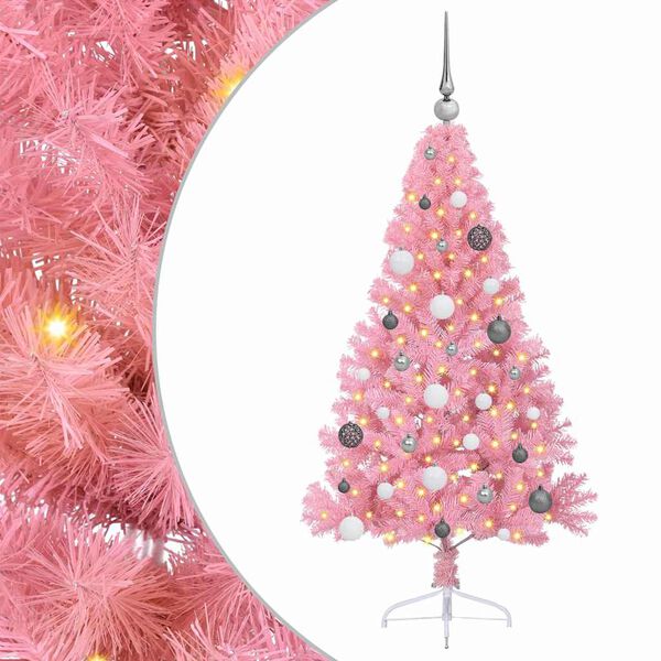vidaXL Artificial Pre-lit Christmas Tree with 150 LEDs Pink 150 cm PVC