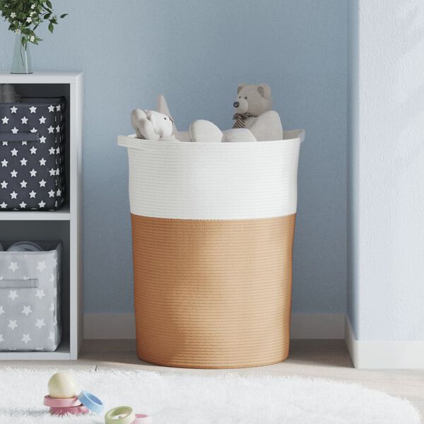 vidaXL Storage Basket Brown and White &Oslash;49x65 cm Cotton