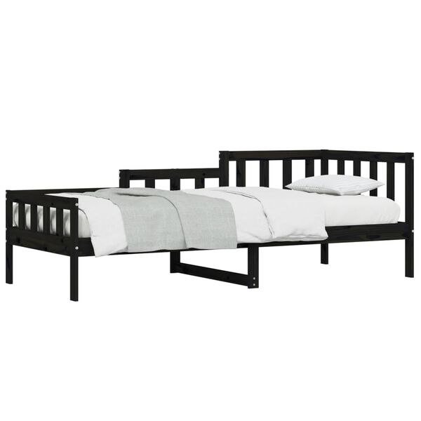 vidaXL Day Bed without Mattress Black 90x190 cm Single Solid Wood Pine