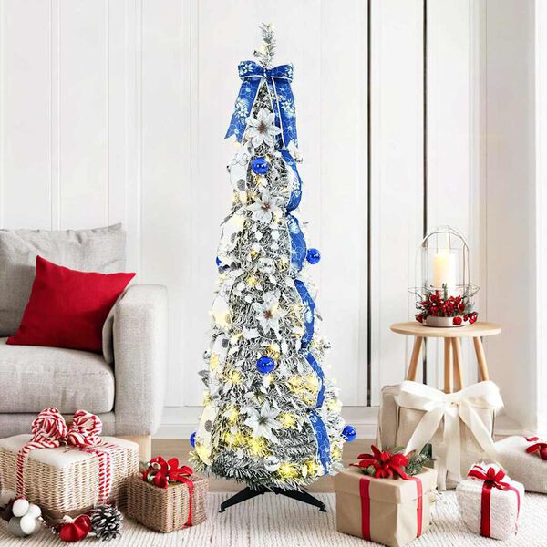 vidaXL Artificial Christmas Tree with 100 LEDs White 150 cm PVC