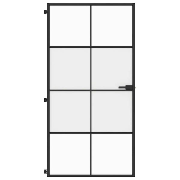 vidaXL Interior Door Slim Black 102.5x201.5 cm Tempered Glass and Aluminium