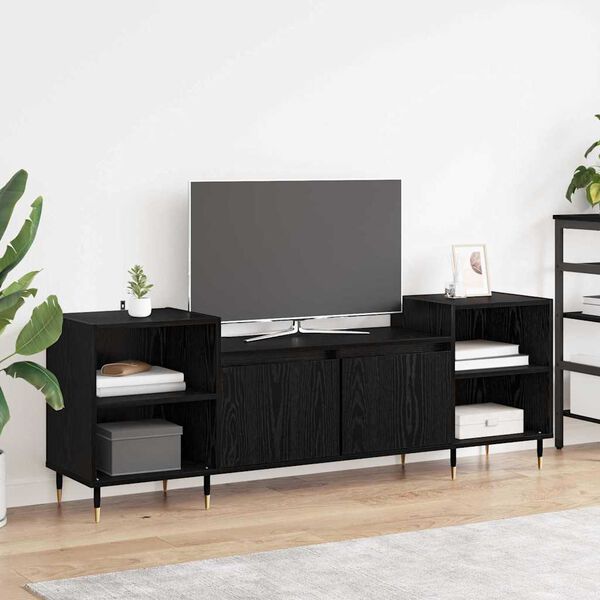 vidaXL TV Cabinet Black Oak 160 x 35 x 55 cm Engineered Wood
