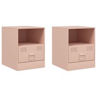 vidaXL Bedside Cabinets 2pcs Pink 34.5x39x44 cm Steel