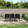 vidaXL 9 Piece Garden Dining Set Black Textilene and Steel