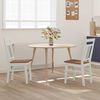 vidaXL Dining Chair 2 pcs White and Natural Solid Rubber Wood
