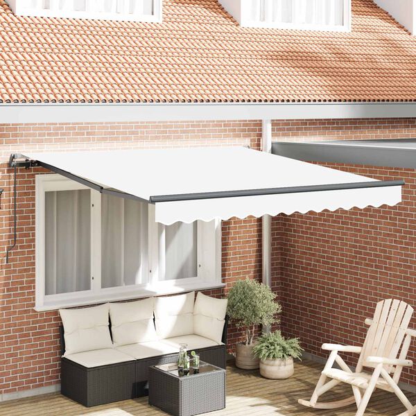 vidaXL Retractable Awning White 300 x 250 cm Polyester and Steel