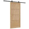 vidaXL Sliding Door Natural and Black 93 x 202 cm Solid Pine Wood