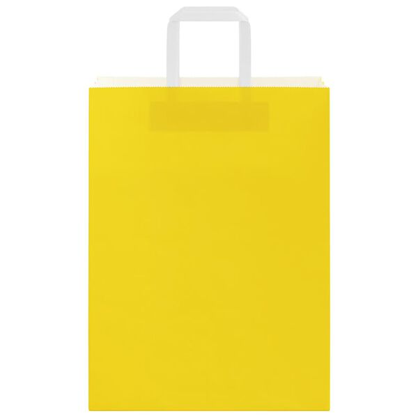 vidaXL Paper Bags 50 pcs with Handles Yellow 26x12x35 cm