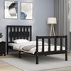 vidaXL Bed Frame without Mattress Black Single Solid Wood Pine