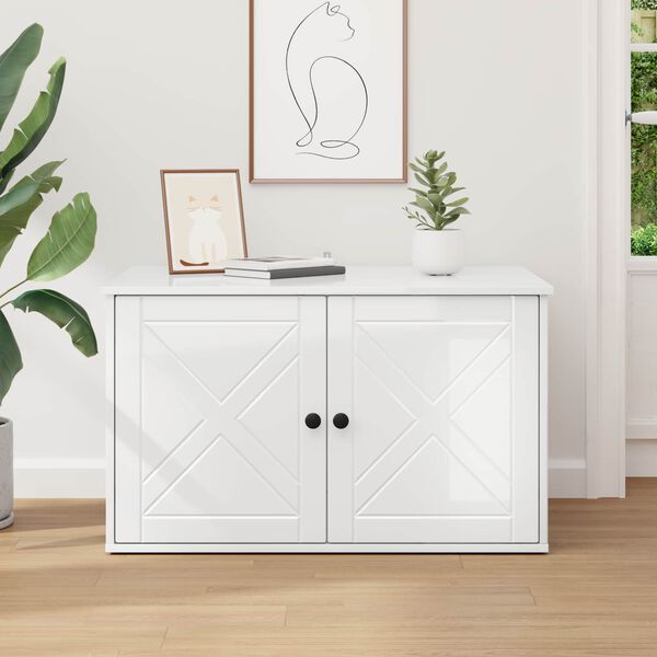 vidaXL Cat House Gloss White 85 x 55 x 50 cm Engineered Wood