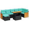vidaXL 8 Piece Garden Sofa Set with Cushions Grey Poly Rattan Acacia