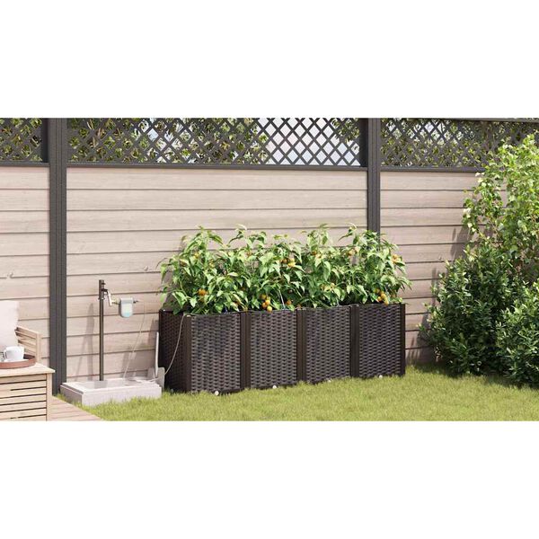 vidaXL Garden Planter 4 pcs Brown Plastic