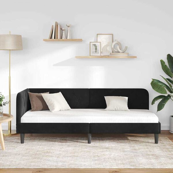 vidaXL Corner Bed Frame with Headboard Black 80 x 200 cm Velvet