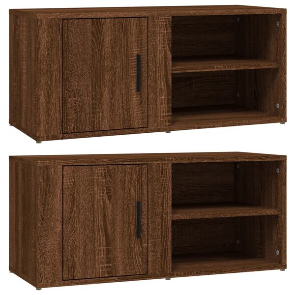 vidaXL TV Cabinets 2 pcs Brown Oak 80x31.5x36 cm Engineered Wood