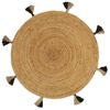 vidaXL Braided Area Rug with Tassels 90 cm Jute Round
