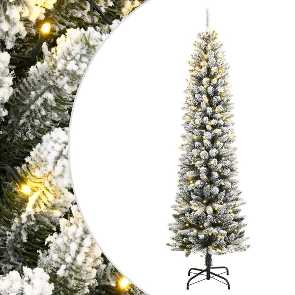 vidaXL Artificial Christmas Tree 300 LEDs and Flocked Snow 210 cm