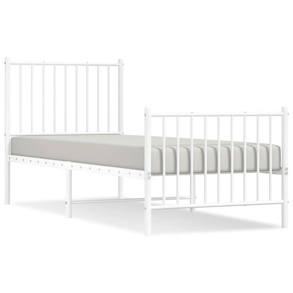 vidaXL Metal Bed Frame without Mattress with Footboard White 80x200cm