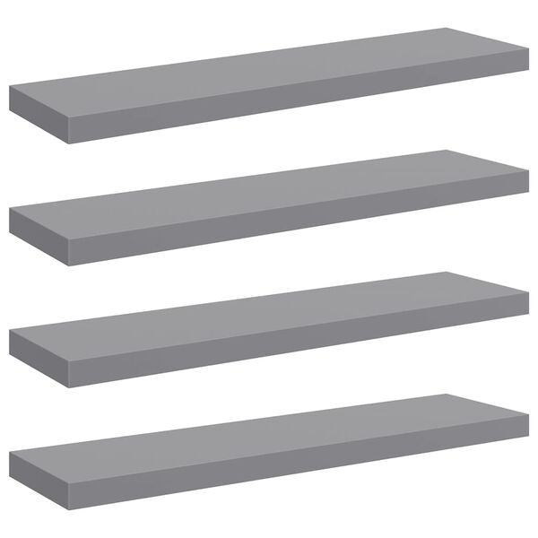 vidaXL Floating Wall Shelves 4 pcs Grey 90x23.5x3.8 cm MDF