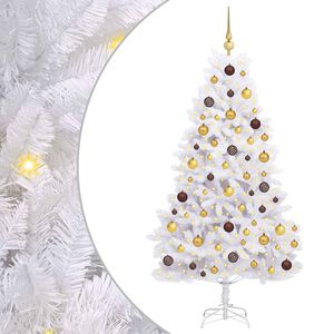vidaXL Artificial Hinged Christmas Tree White 90 x 90 x 180 cm LEDs