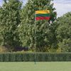 vidaXL Lithuania Flag and Pole 5.55 m Aluminium