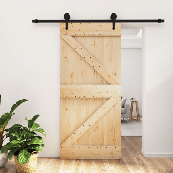 vidaXL Sliding Door with Hardware Set 95x210 cm Solid Wood Pine