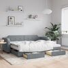 vidaXL Daybed with Trundle and Drawers Light Grey 90x190 cm Fabric