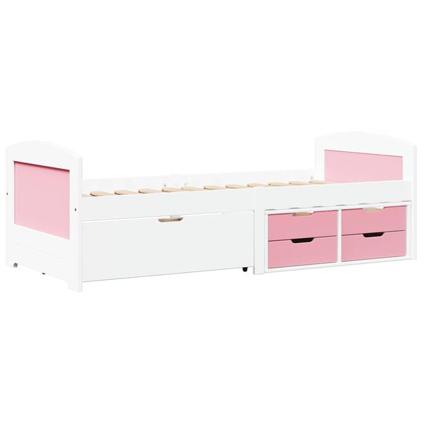 vidaXL Day Bed with 5 Drawers without Mattress IRUN White&Pink 90x200 cm