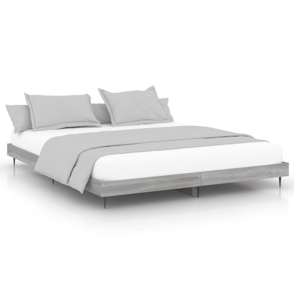 vidaXL Bed Frame without Mattress Grey Sonoma 160x200 cm Engineered Wood