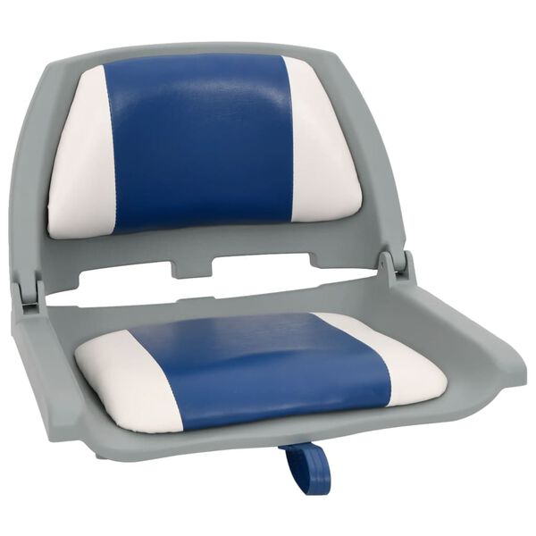 vidaXL 2 Piece Foldable Boat Seat Set with Blue-white Pillow