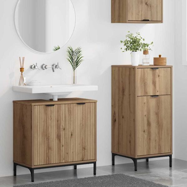 vidaXL Bathroom Furniture Set with Drawer with Shelf 2 pcs Artisan Oak