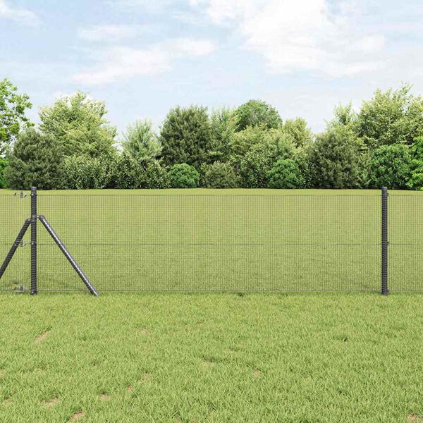 vidaXL Fence Post Grey 100 x 0.6 m (12 x 12 mm mesh) Steel and PVC