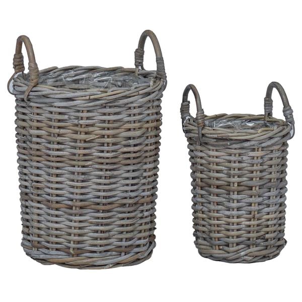 vidaXL Planter Basket with Storage 2 pcs Grey