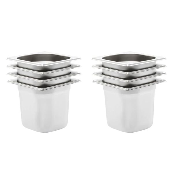 vidaXL Gastronorm Containers 8 pcs GN 1/6 150 mm Stainless Steel