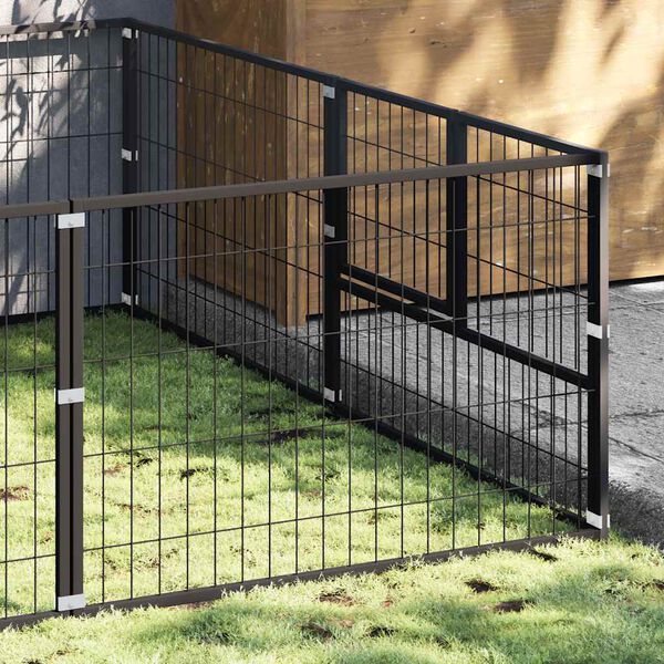 vidaXL Dog Kennel Black 6 m&sup2; Steel
