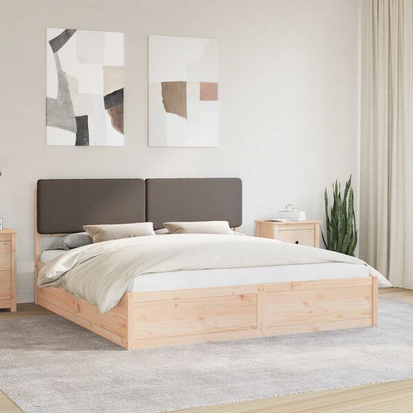 vidaXL Bed Frame with Upholstered Headboard Taupe 180 x 200 cm